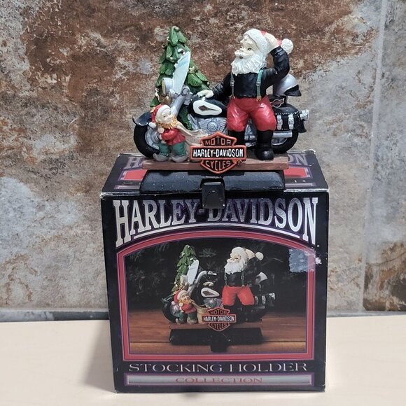 Vintage Harley Davidson Stocking Holder North Pole Motorcycle Club Collectable - Picture 1 of 10